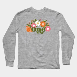 Retro Floral First Birthday Long Sleeve T-Shirt